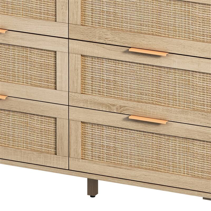 6-Drawers Rattan Storage Cabinet Rattan Drawer
