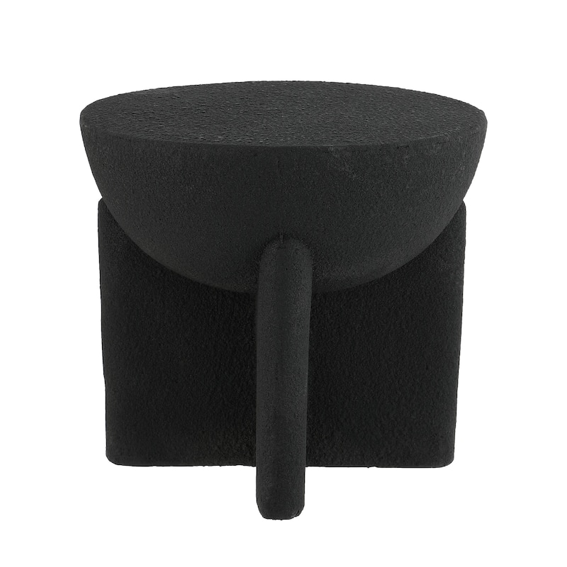 Sage 16.25" Minimalist Modern Drum Accent Table , by JONATHAN Y - Black Frosted