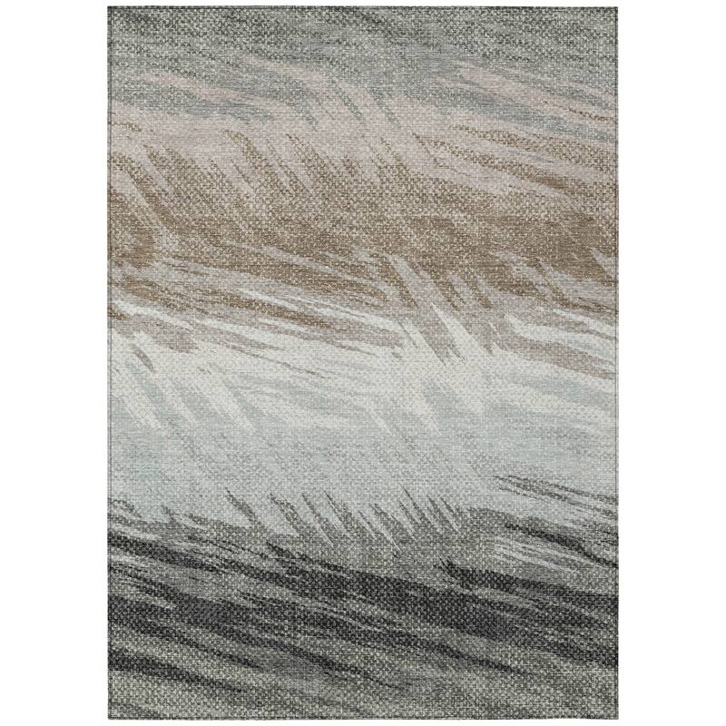 Machine Washable Indoor/ OutdoorAbstract Brushstrokes Chantille Rug