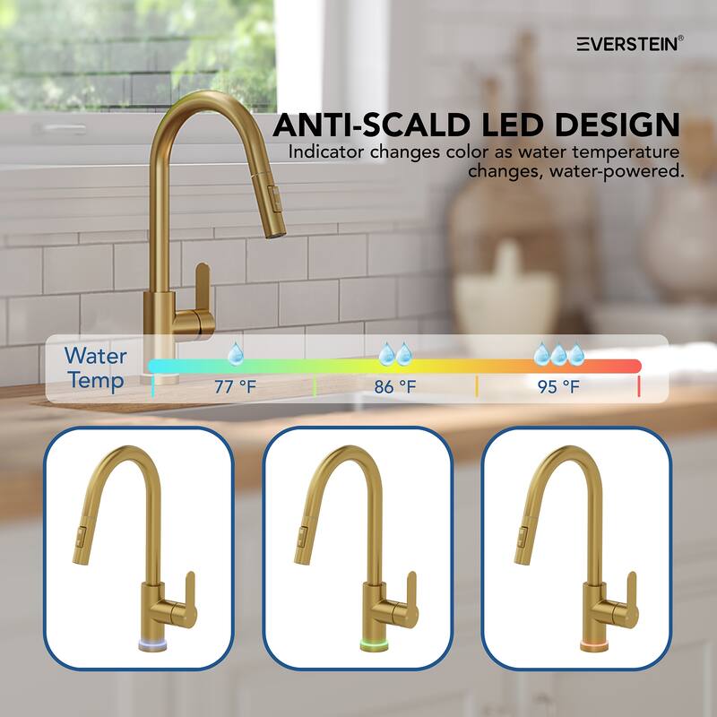Kitchen Faucets with Pull Down Sprayer LED Single Handle High Arc Pull Out Kitchen Faucet Kitchen Sink Faucet