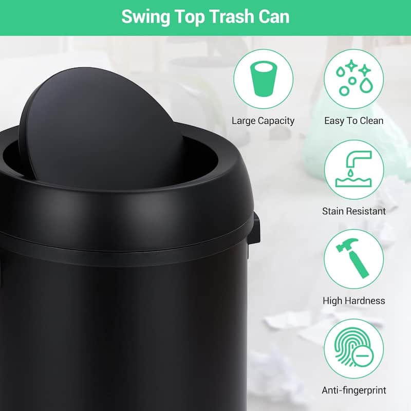 65L/17Gal Open Top Trash Can, Heavy Duty Stainless Steel Rubbish Bin
