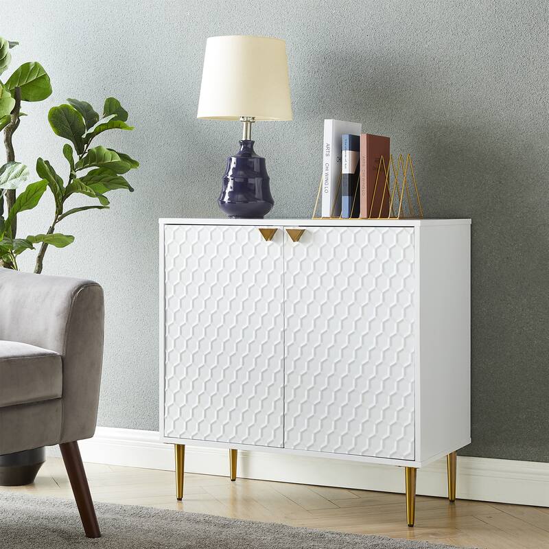 Hexagonal Pattern 2-door Storage Cabinet Buffet Cabinet Sideboard