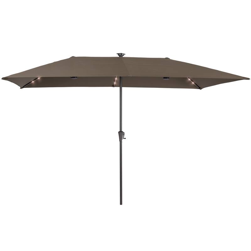 BONOSUKI 10 x 6.5Ft Solar-powered Double-Sided Patio Umbrella with Large Canopy Outdoor Table Umbrella, Anthracite Gray