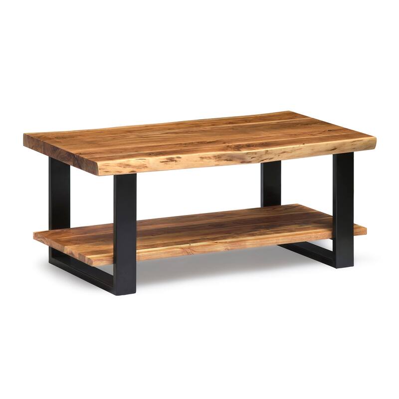 Alpine Live Edge Solid Wood 42" Coffee Table and Set of 2 End Tables
