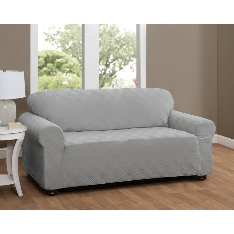 Stretch Sensations Stretch Double Diamond Sofa Slipcover - Gray