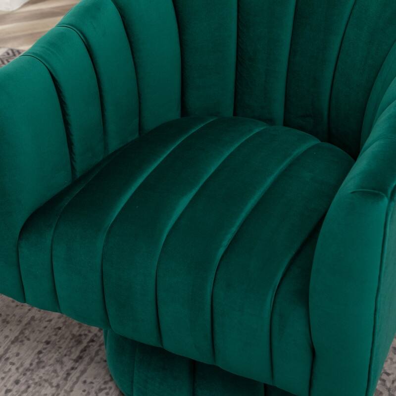 SEYNAR Modern Glam Velvet Upholstered Round 360 Degree Swivel Accent Barrel Chair Set of 2