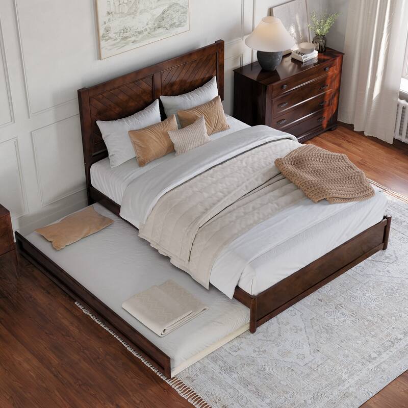 Clayton Platform Bed with Panel Footboard and Twin XL Trundle