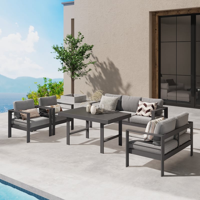 Royalcraft 5-Piece Outdoor Conversation Set with Cushions - Grey