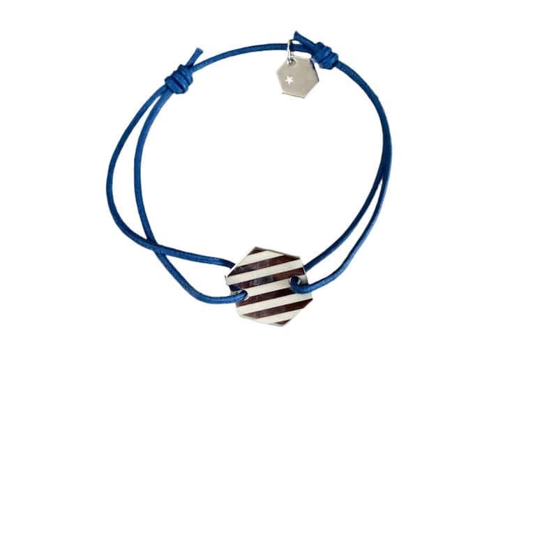 Christofle BeeBee Sterling Silver Blue Cord Children's Bracelet - White - Adjustable Length