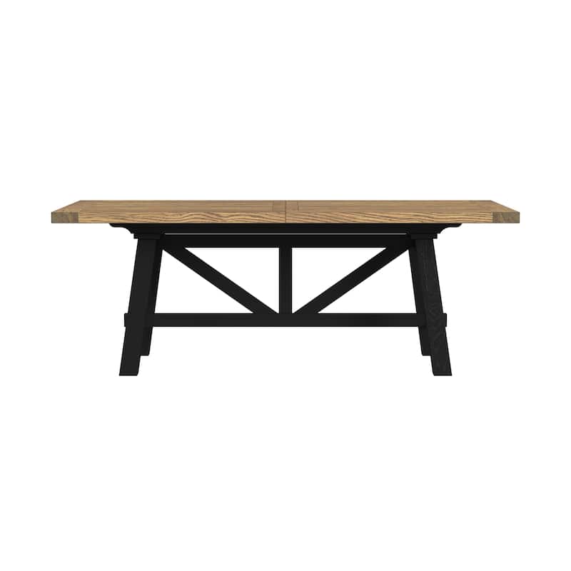 Hendricks 40x82-104" Trestle Base Table, Rustic Wheat and Raven