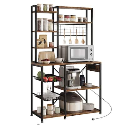 7-Tier Bakers Rack with Power Outlet with 2 Wire Drawer