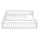 preview thumbnail 33 of 31, Double Twin Size Pine Wood Floor Bed with Guardrails