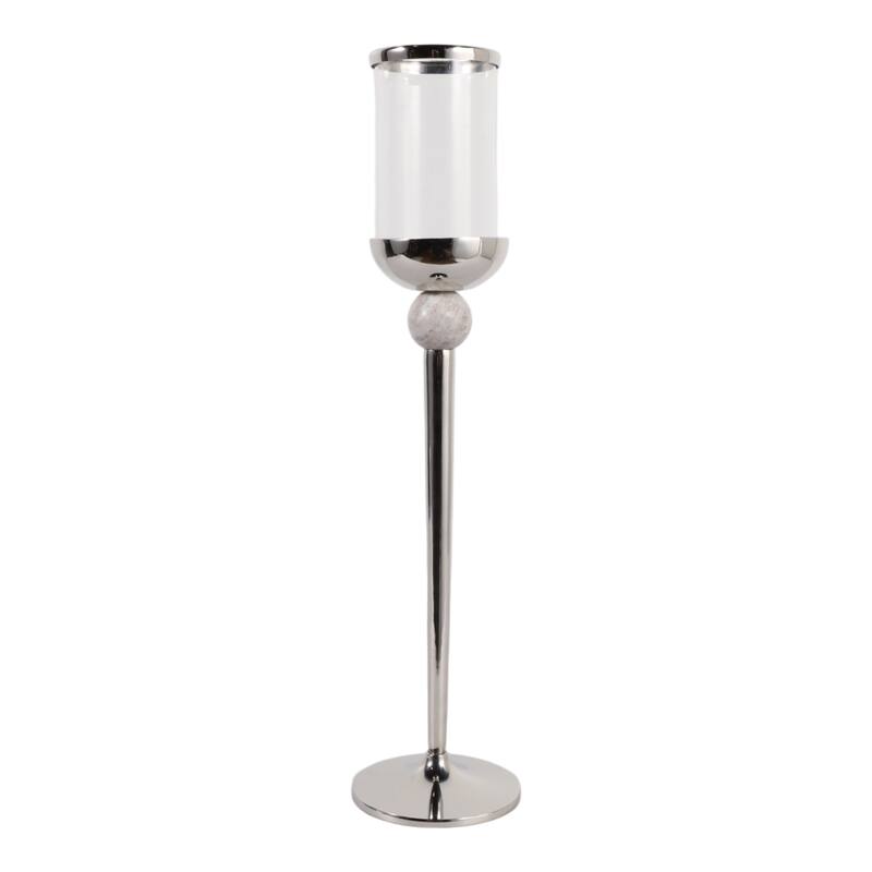 Metal Marble Floor Candle Holder Elegant Sculptural Hurricane