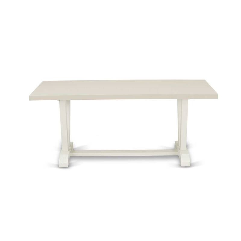 Modern Rectangular Dining Table - Linen White Tabletop & Base - Kitchen Table for Family Gatherings - 72