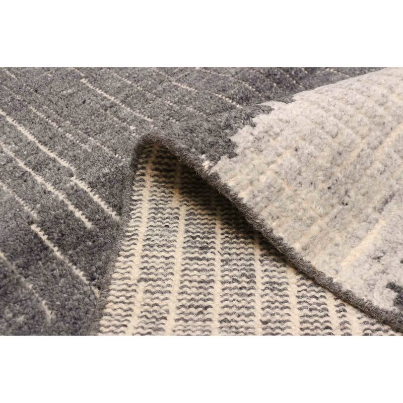 ECARPETGALLERY Hand-knotted Tangier Dark Grey Wool Rug - 4'11 x 7'10