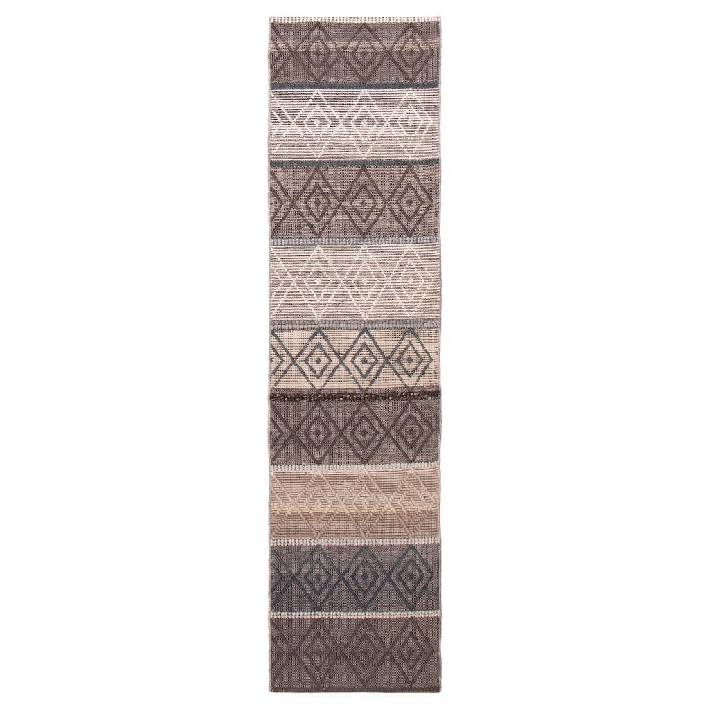 ECARPETGALLERY Braid weave Sienna Brown Wool Rug - 2'7 x 10'0