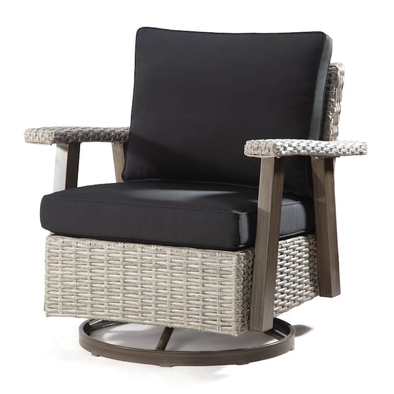 Cozywor Wicker Patio Outdoor Rocking Chair Swivel Lounge Chair