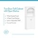 preview thumbnail 3 of 4, Two-Door Tall Kitchen Storage Cabinet with Open Shelves - White