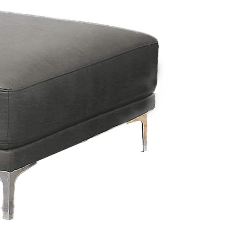 Leatherette Ottoman with Sleek Metal Feet, Gray