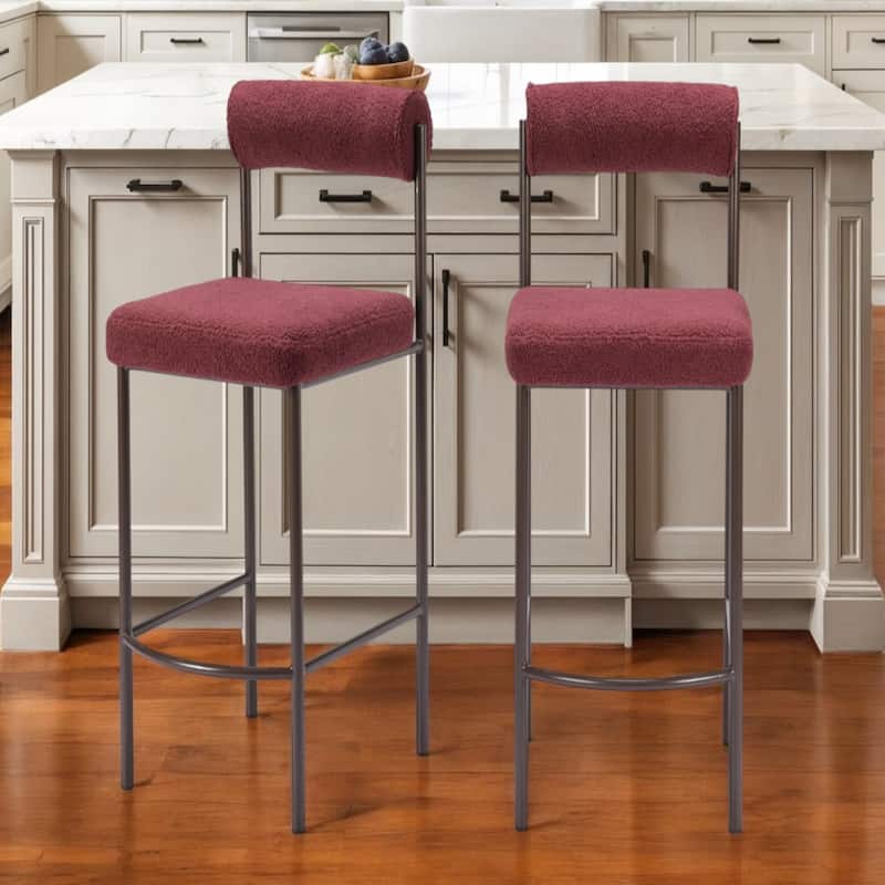 Set of 2 Red Bronze 26 Inch Low Back Counter Height Bar Chairs - 20.5” x 16.1” x 36.2” - Red-Bronze