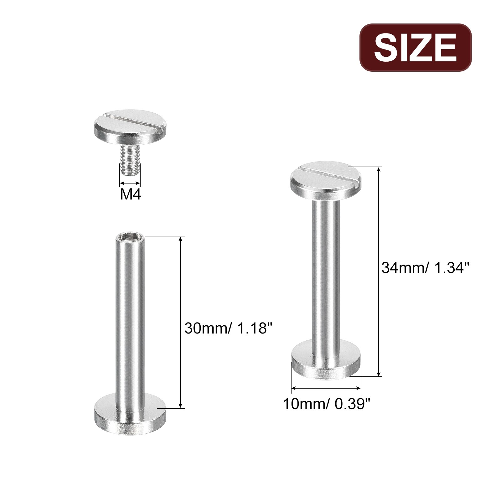 Brass Chicago Screws, Flat Head Screw Back Binding Post Nail Stud Rivets for Leather Craft Belt Strap