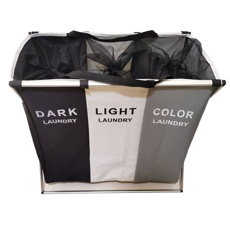 ColourTreeUSA Heavy Duty 3 Bag Collapsible Removable Laundry Sorter Organizer Hamper