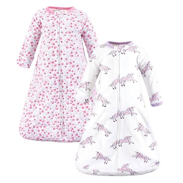 slide 1 of 1, Hudson Baby Infant Girl Cotton Long-Sleeve Wearable Sleeping Bag, Sack, Blanket, Floral Unicorn Long Sleeve 0-3 Months - Floral Unicorn Long Sleeve