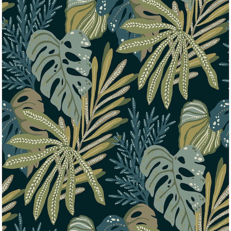 A-Street Prints Alocasia Green Tropical Foliage Wallpaper