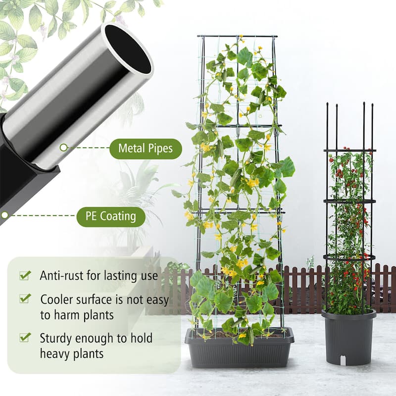 Gymax 2 Pack Garden Planters w/ Trellis Adjustable Height &
