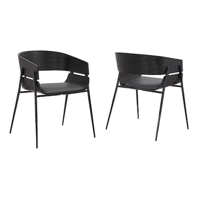 Black/Black Faux Leather Upholstered Metal Frame Dining Chair, Set of 2, Sturdy Dining Chair for Dining Rooms - 20.5
