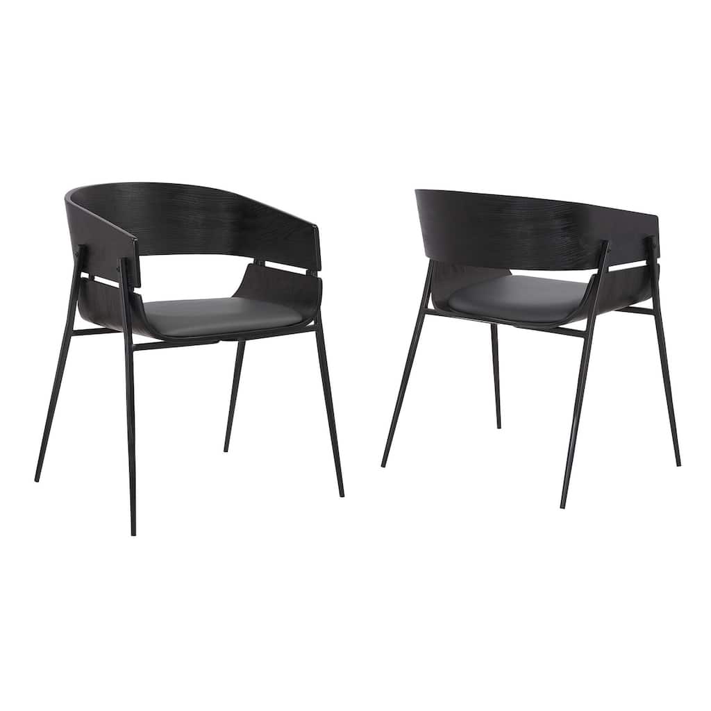 Black/Black Faux Leather Upholstered Metal Frame Dining Chair, Set of 2, Sturdy Dining Chair for Dining Rooms - 20.5