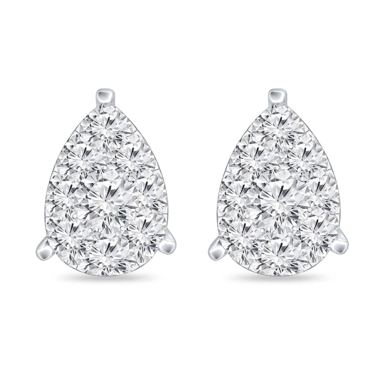Auriya 14k Gold 1ctw Teardrop Pave Diamond Stud Earrings (H-I, I1-I2)
