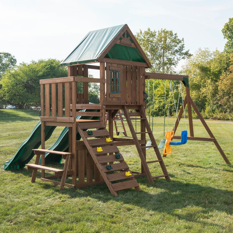 Swing-N-Slide Willows Peak Deluxe Wood Outdoor Swing Set