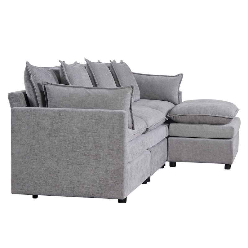 108.66"Chenille L-shaped Sectional Sofa with Convertible Chaise,Comfy Cloud Couch Deep Sectional Sofa with Ottomans