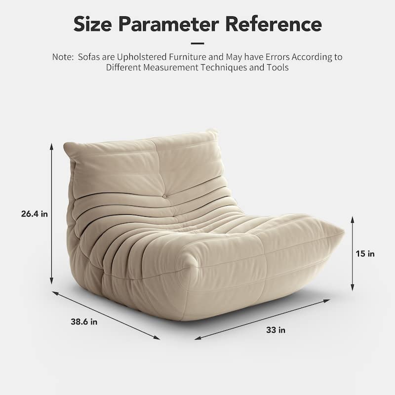Suede Lazy Floor Accent Bean Bag Caterpillar Sofa for Living Room