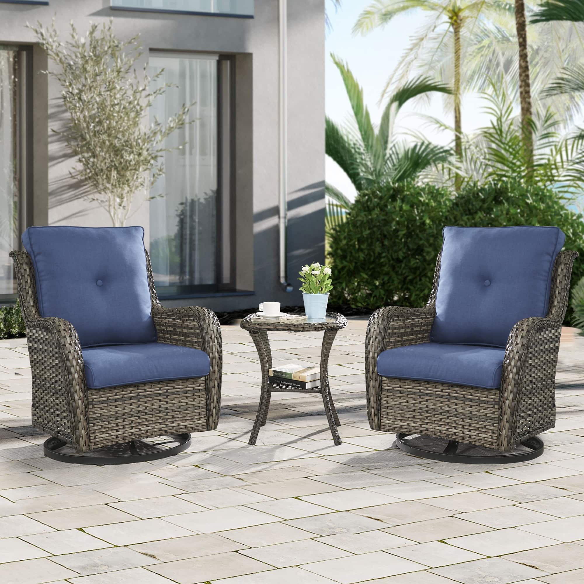 Option Grey Wicker / Blue Cusion