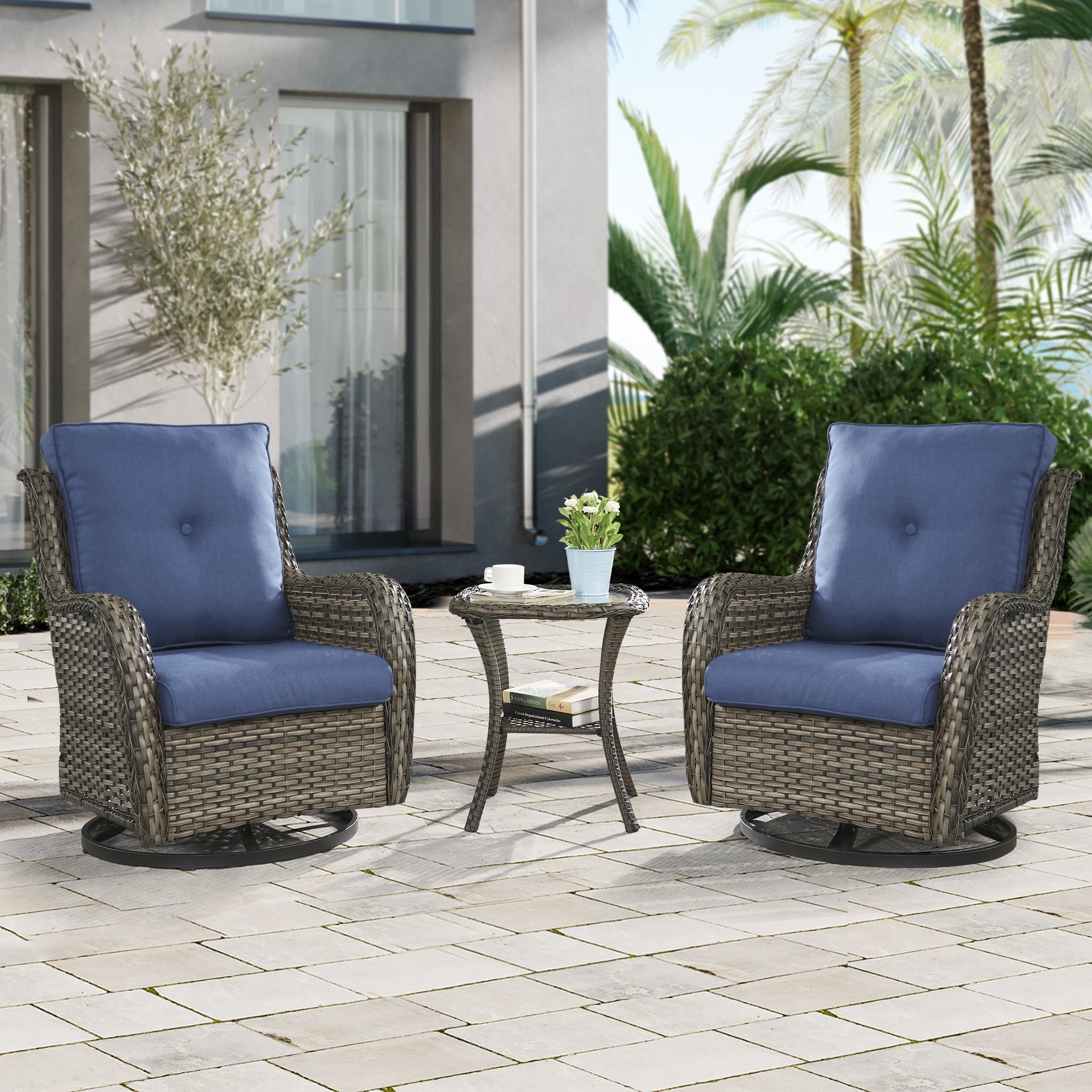 Outdoor sofa set hotsell with swivel chairs