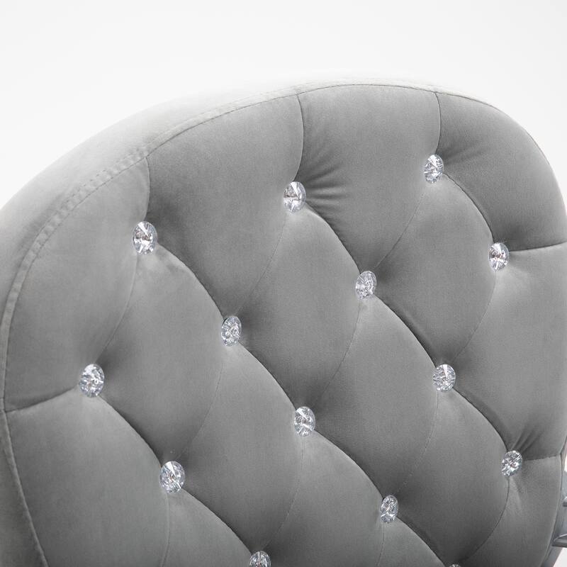 Modern Velvet Office Chair Button Tufted Desk Chair with Curved Backrest, 360° Swivel Seat and Wheels, for Home Office