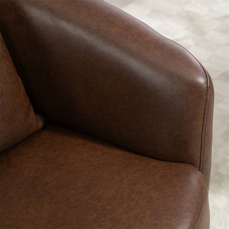 Upholstered Swivel Barrel Armchair with Storage and Metal Base