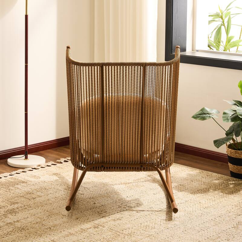 Christopher Knight Home - Modern Outdoor Rocking Chair with PE Rattan and Concrete Side Table Set