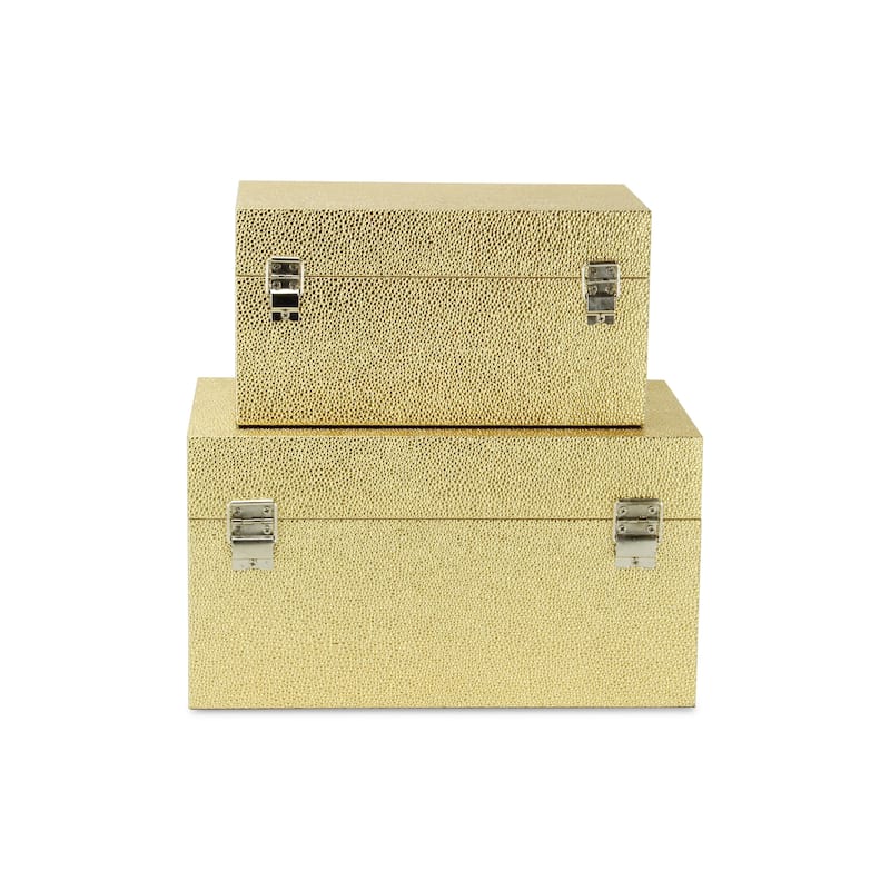 Galena White Shagreen Double Happiness Storage box Set of 2