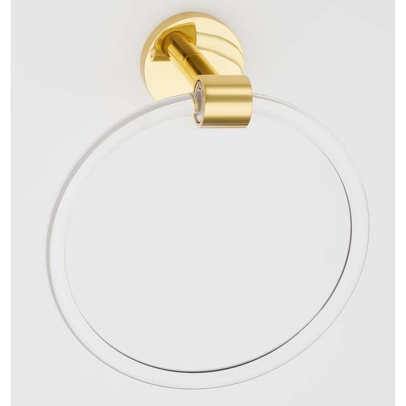 Alno Contemporary Acrylic 6 Inch Diameter Towel Ring - Polished Brass