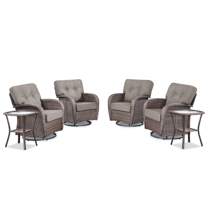 Pocassy Outdoor Swivel Chair Set Patio Funiture Chairs