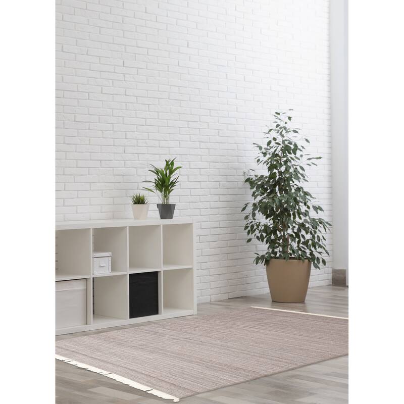 ECARPETGALLERY Flat-Weave Ankara FW Taupe Wool Kilim - 5'1 x 7'7