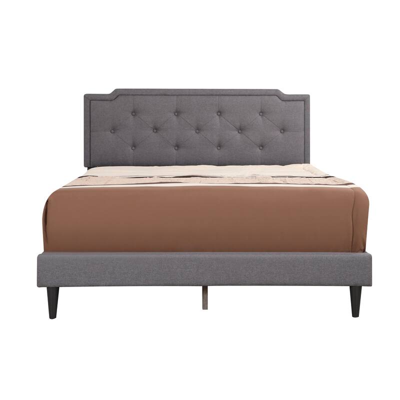 Modern Gray Queen Bed with Adjustable Headboard and Durable Frame