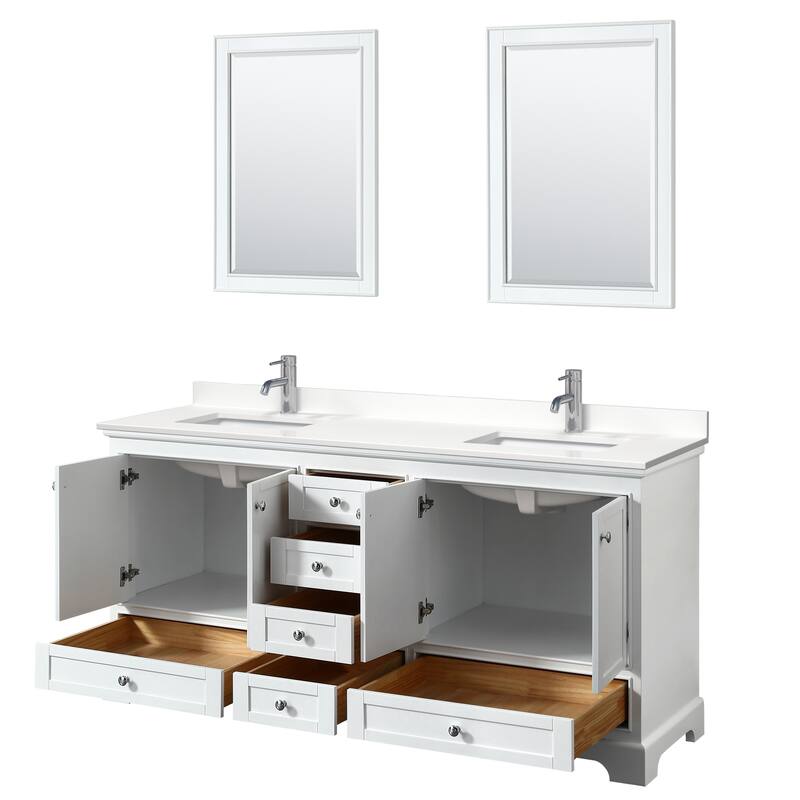 Deborah 72-inch Double Vanity, Quartz Top, 24-inch Mirrors