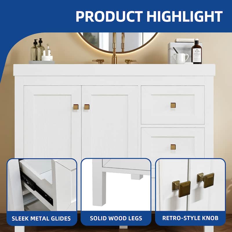 Moasis 36"/42" Bathroom Vanity Cabinet Set with Sink Combo and 3 Drawers & Cabient