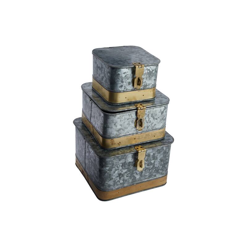 Decorative Metal Boxes with Lid, Set of 3