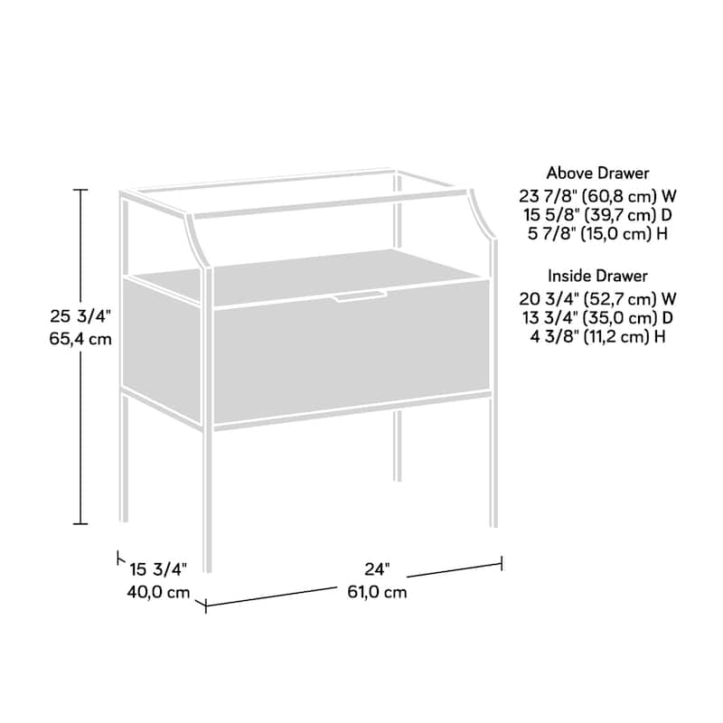 Engineered Wood Contemporary Night Stand with Upper Glass Shelf, Brown