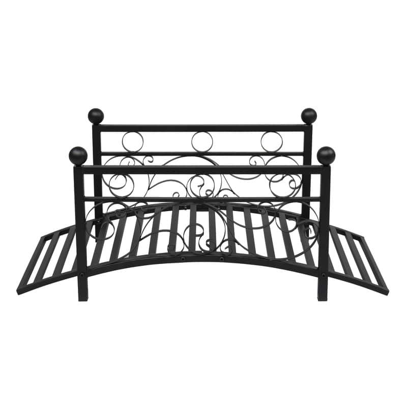 Garden Iron Bridge with Round Ball - Black - Iron
